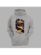 Худі з принтом "Золотий дракон у хмарах" (231022)