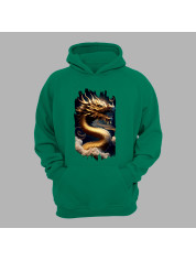 Худі з принтом "Золотий дракон у хмарах" (231022)