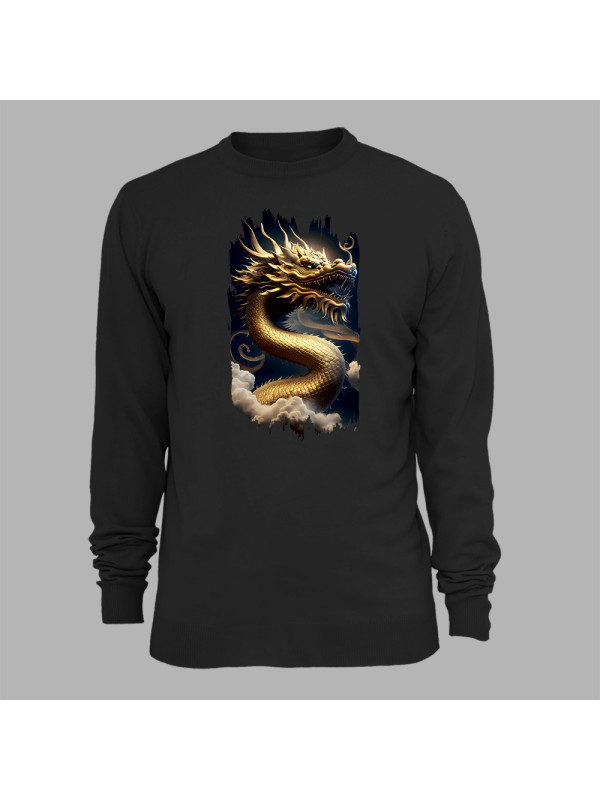 Світшот з принтом "Золотий дракон у хмарах" (231022)