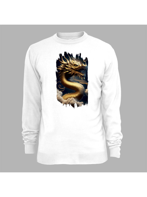Світшот з принтом "Золотий дракон у хмарах" (231022)