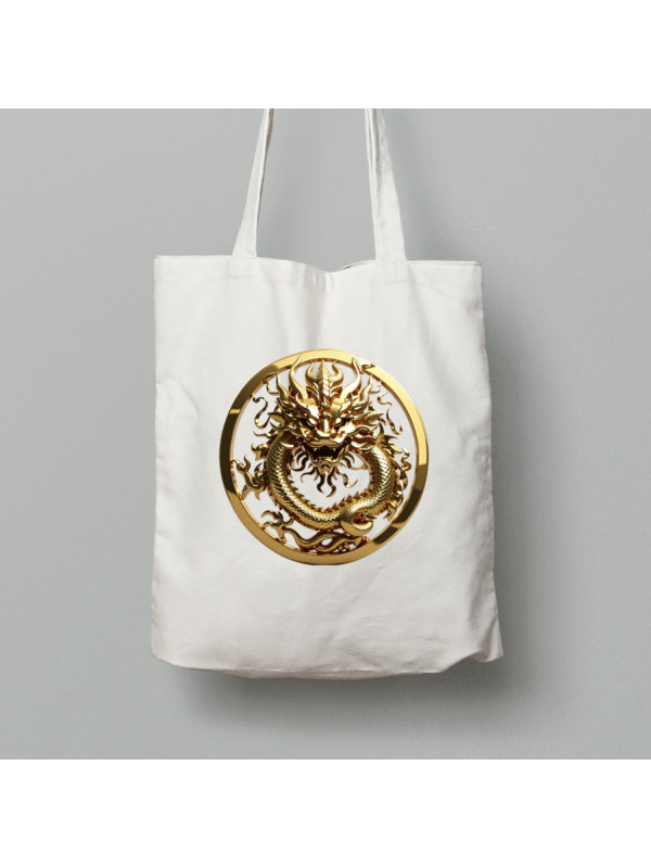 Екосумка шопер з бавовни 38х40см з принтом "Кільце дракона" (231023)