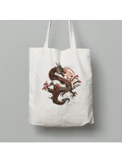 Екосумка шопер з бавовни 38х40см з принтом "Японський дракон та сакура" (231024)