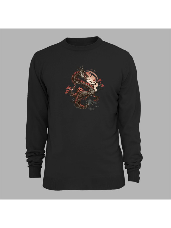 Світшот з принтом "Японський дракон та сакура" (231024)