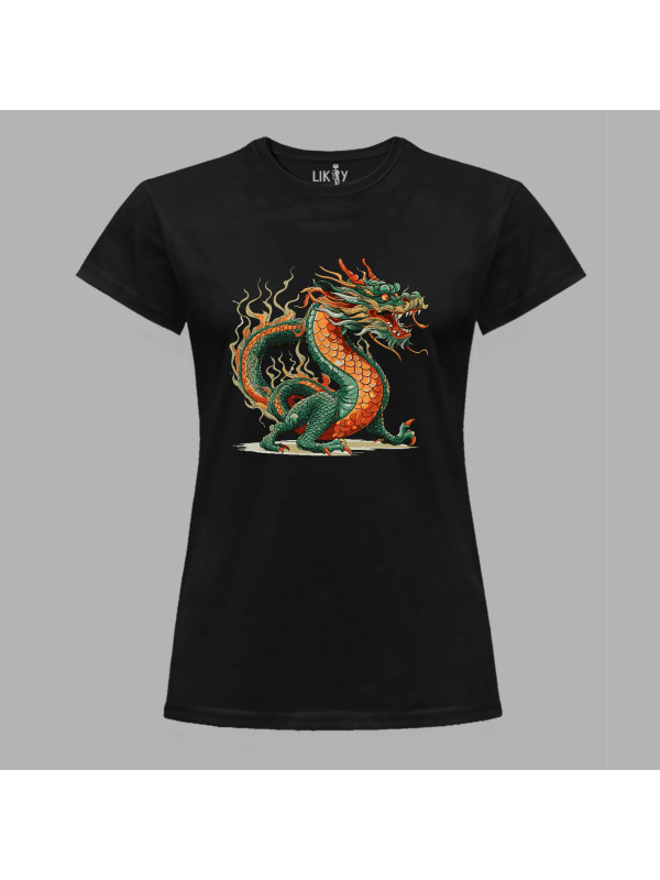 Футболка жіноча з принтом "Палаючий дракон" (231025)
