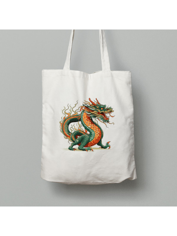 Екосумка шопер з бавовни 38х40см з принтом "Палаючий дракон" (231025)