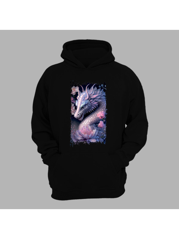 Худі з принтом "Дракон та ніжний лотос" (231026)