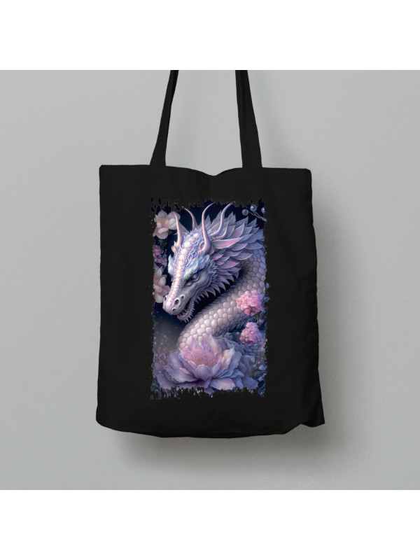 Екосумка шопер з бавовни 38х40см з принтом "Дракон та ніжний лотос" (231026)