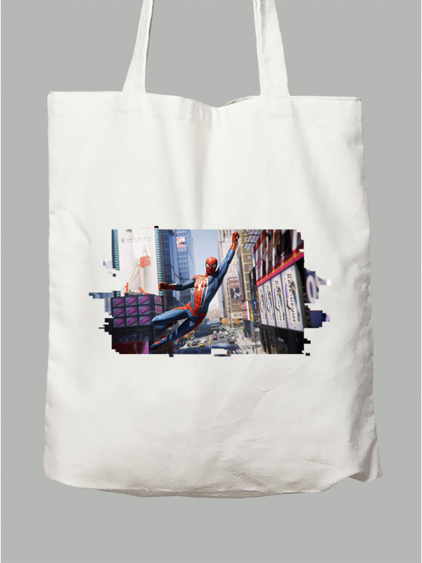 Екосумка з принтом Людина павук поспішає на допомогу - Spider Man rushes to help, 24010619