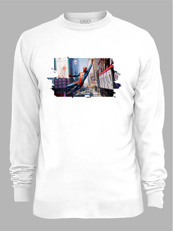 Світшот з принтом Людина павук поспішає на допомогу - Spider Man rushes to help, 24010619