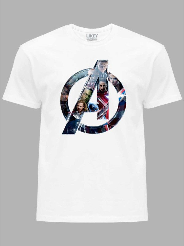 Футболка Месники лого з героями - Avengers logo with heroes, 24010643