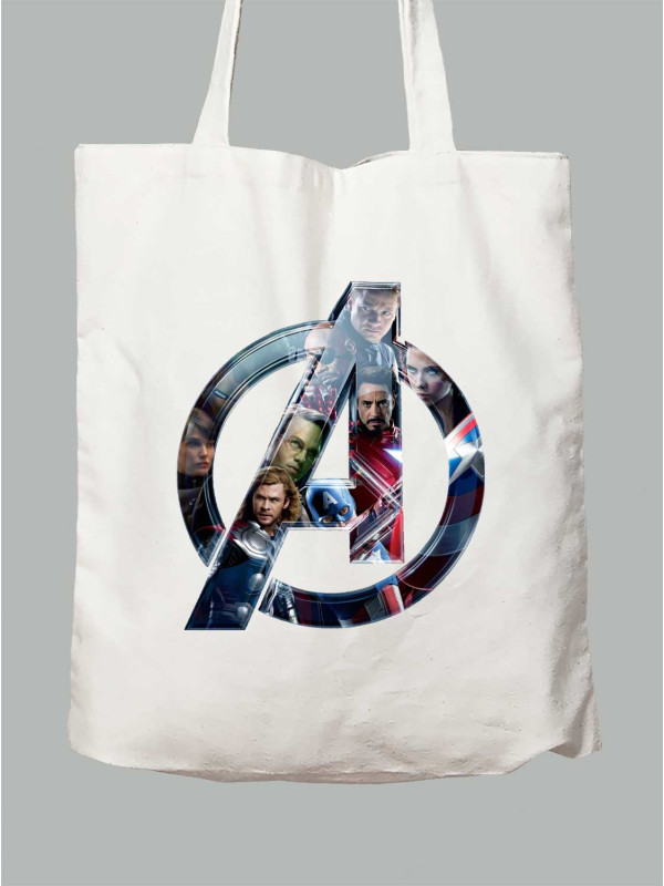 Екосумка Месники лого з героями - Avengers logo with heroes, 24010643