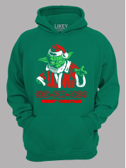 Худи с новогодним принтом "Санта Йода Счастливого Рождества Хо Хо Хо/Santa Yoda Merry Christmas Ho Ho Ho (24110042)