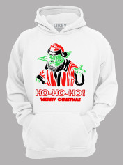 Худи с новогодним принтом "Санта Йода Счастливого Рождества Хо Хо Хо/Santa Yoda Merry Christmas Ho Ho Ho (24110042)