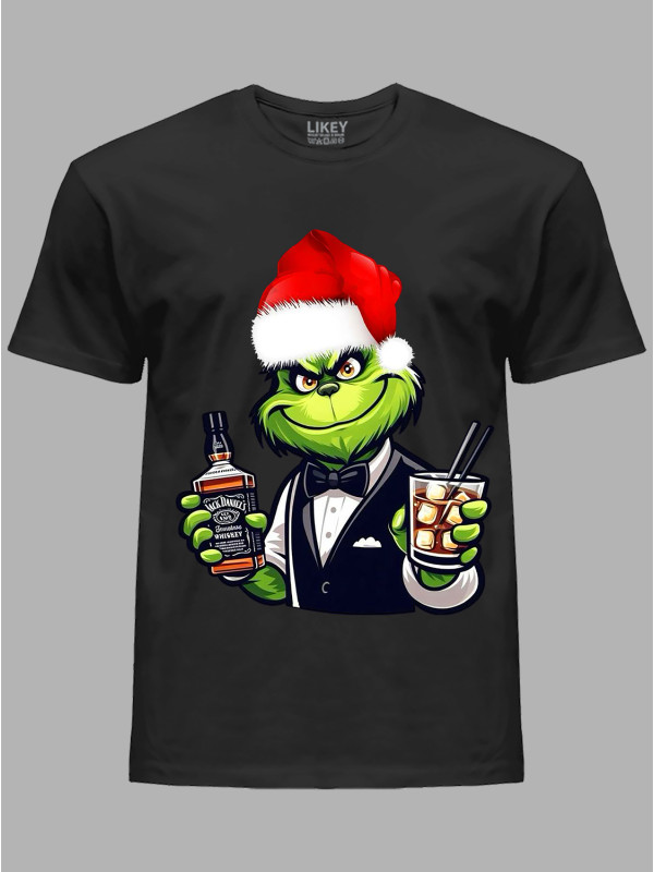 Новорічна футболка чоловіча з принтом "Санта Грінч/Santa Grinch" (24110043)