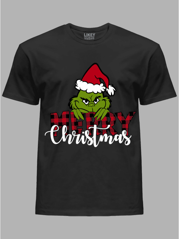 Новорічна футболка чоловіча з принтом "Щасливого Різдва Грінч/Merry Christmas Grinch" (24110044)