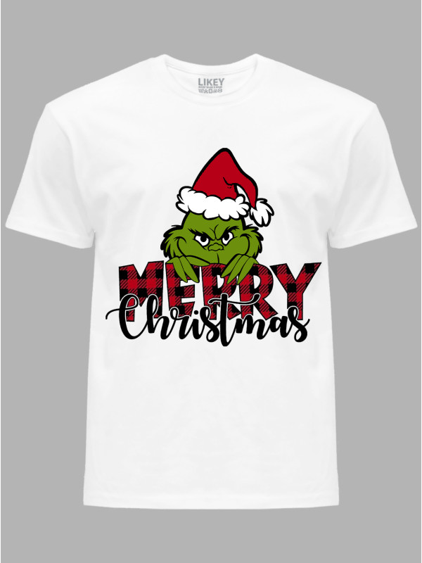 Новорічна футболка чоловіча з принтом "Щасливого Різдва Грінч/Merry Christmas Grinch" (24110044)