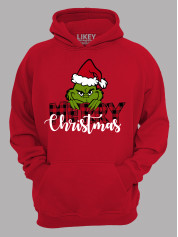 Худи с новогодним принтом "Счастливого Рождества Гринч/Merry Christmas Grinch" (24110044)