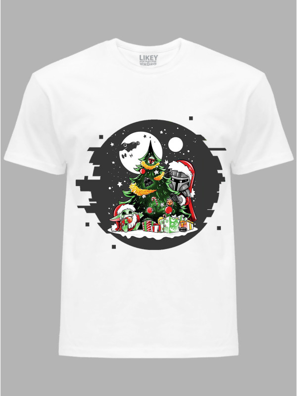 Новорічна футболка чоловіча з принтом "Дарт Вейдер і новорічна ялинка/Darth Vader and the Christmas tree" (24110046)