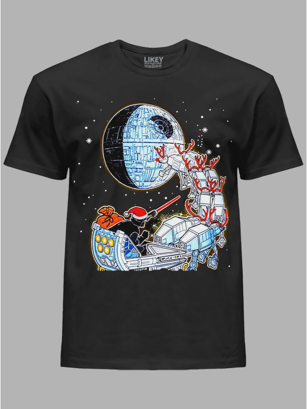 Новорічна футболка чоловіча з принтом "Свято наближається - зоряні війни продовжуються" (24110047)