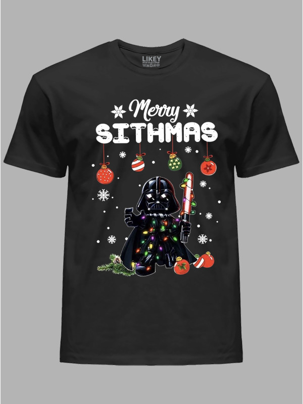 Новорічна футболка чоловіча з принтом "Щасливого Сітхства/Merry Sithmas" (24110050)