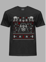 Новорічна футболка чоловіча з принтом "Дарт Вейдер та Зоряні олені" (24110052)
