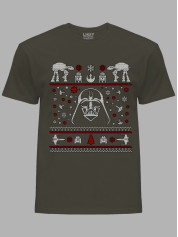 Новорічна футболка чоловіча з принтом "Дарт Вейдер та Зоряні олені" (24110052)