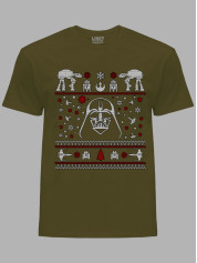 Новорічна футболка чоловіча з принтом "Дарт Вейдер та Зоряні олені" (24110052)
