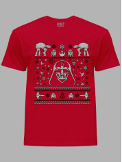 Новорічна футболка чоловіча з принтом "Дарт Вейдер та Зоряні олені" (24110052)