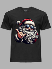 Новорічна футболка чоловіча з принтом "Крутий Санта/Cool Santa" (24110054)
