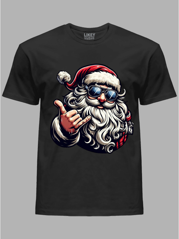 Новорічна футболка чоловіча з принтом "Крутий Санта/Cool Santa" (24110054)