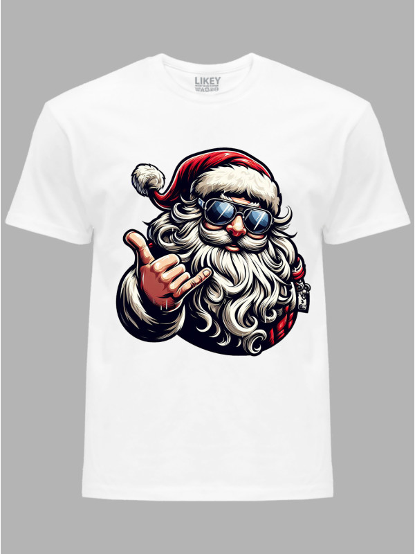 Новорічна футболка чоловіча з принтом "Крутий Санта/Cool Santa" (24110054)