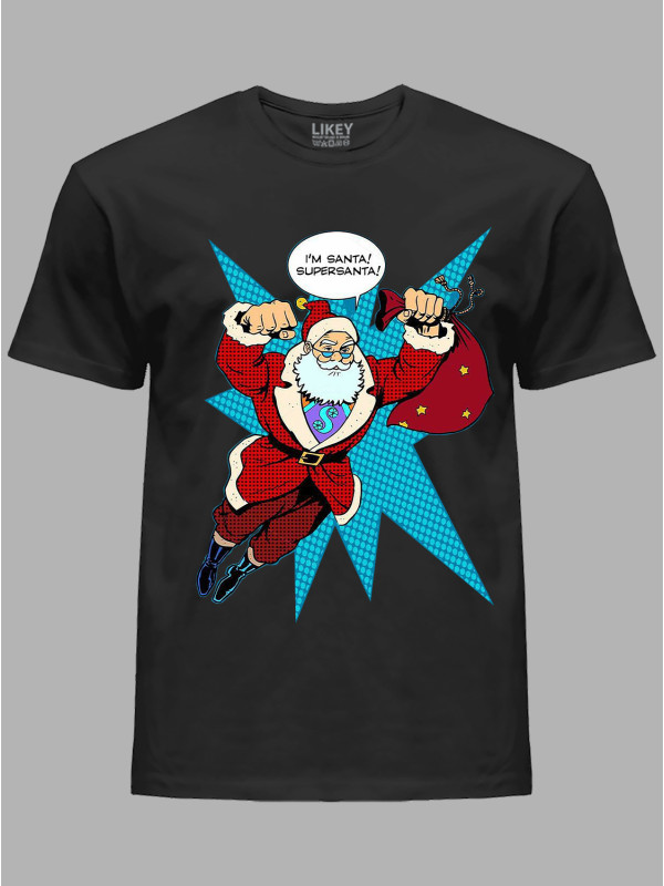 Новорічна футболка чоловіча з принтом "I'm Santa!SuperSanta/Я Санта!СуперСанта" (24110056)