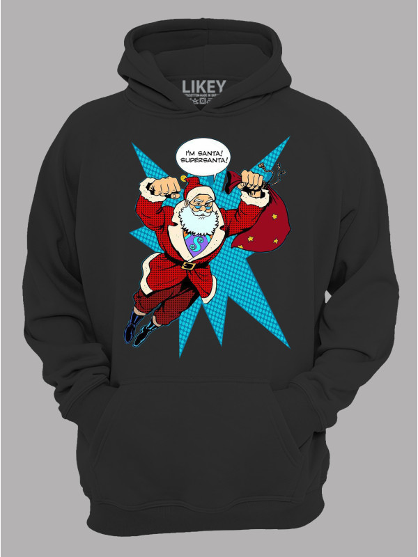 Худі з новорічним принтом "I'm Santa!SuperSanta/Я Санта!СуперСанта" (24110056)