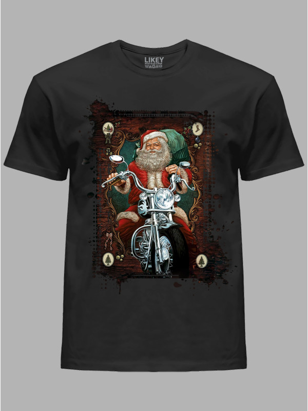 Новорічна футболка чоловіча з принтом "Рокер Санта" (24110057)