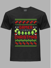 Новорічна футболка чоловіча з принтом "Геймерське Різдво/Gamer Christmas" (24110060)