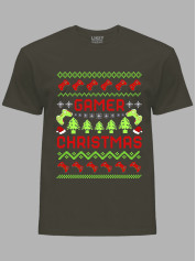 Новорічна футболка чоловіча з принтом "Геймерське Різдво/Gamer Christmas" (24110060)