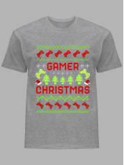 Новорічна футболка чоловіча з принтом "Геймерське Різдво/Gamer Christmas" (24110060)