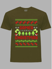 Новорічна футболка чоловіча з принтом "Геймерське Різдво/Gamer Christmas" (24110060)