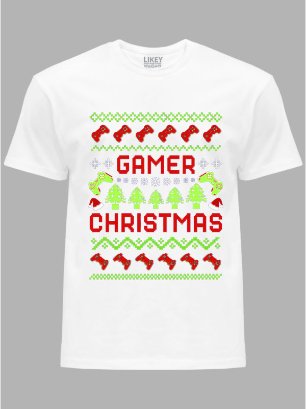 Новорічна футболка чоловіча з принтом "Геймерське Різдво/Gamer Christmas" (24110060)