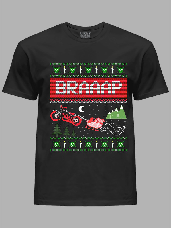 Новорічна футболка чоловіча з принтом "Брааап/Braaap" (24110062)