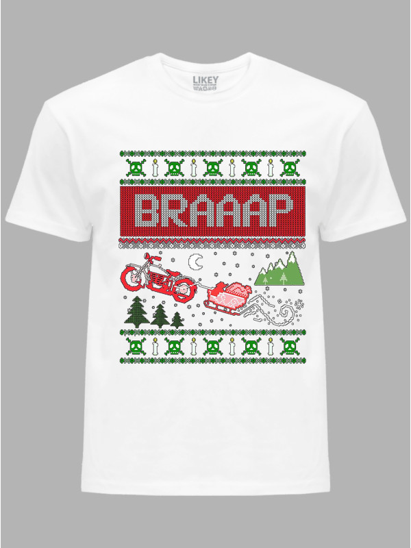 Новорічна футболка чоловіча з принтом "Брааап/Braaap" (24110062)