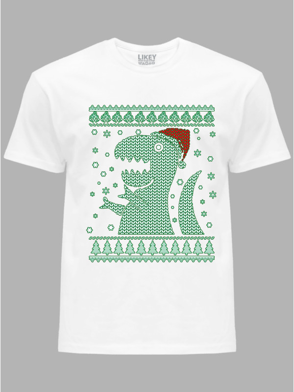 Новорічна футболка чоловіча з принтом "Різдвяний Рекс/Christmas Rex" (24110064)