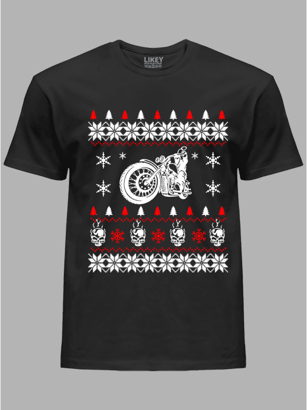 Новорічна футболка чоловіча з принтом "Мото Різдво/Moto Christmas" (24110065)