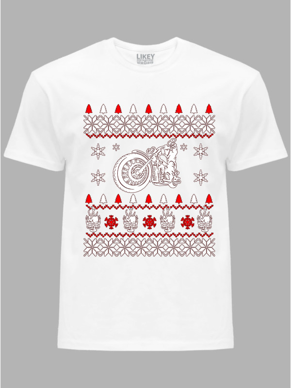 Новорічна футболка чоловіча з принтом "Мото Різдво/Moto Christmas" (24110065)