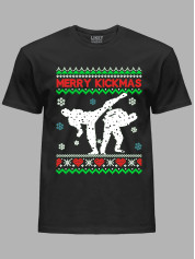 Новогодняя футболка мужская с принтом "Счастливого Рождества каратисты/Merry kickmas" (24110068)