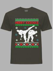 Новогодняя футболка мужская с принтом "Счастливого Рождества каратисты/Merry kickmas" (24110068)