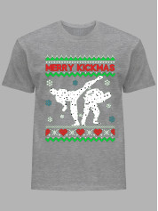Новогодняя футболка мужская с принтом "Счастливого Рождества каратисты/Merry kickmas" (24110068)