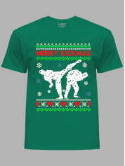 Новогодняя футболка мужская с принтом "Счастливого Рождества каратисты/Merry kickmas" (24110068)