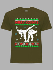 Новогодняя футболка мужская с принтом "Счастливого Рождества каратисты/Merry kickmas" (24110068)