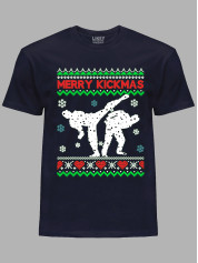 Новогодняя футболка мужская с принтом "Счастливого Рождества каратисты/Merry kickmas" (24110068)